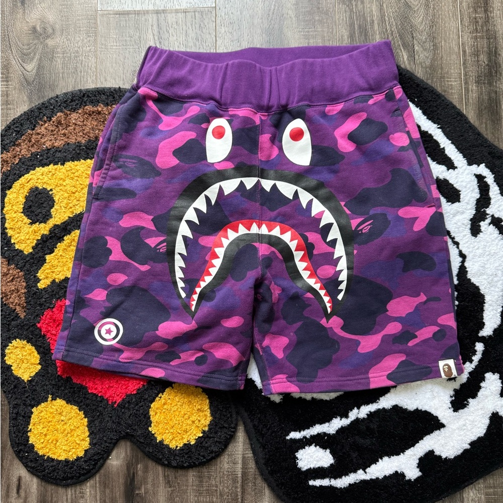 BAPE Purple Cano Shark Sweat Shorts